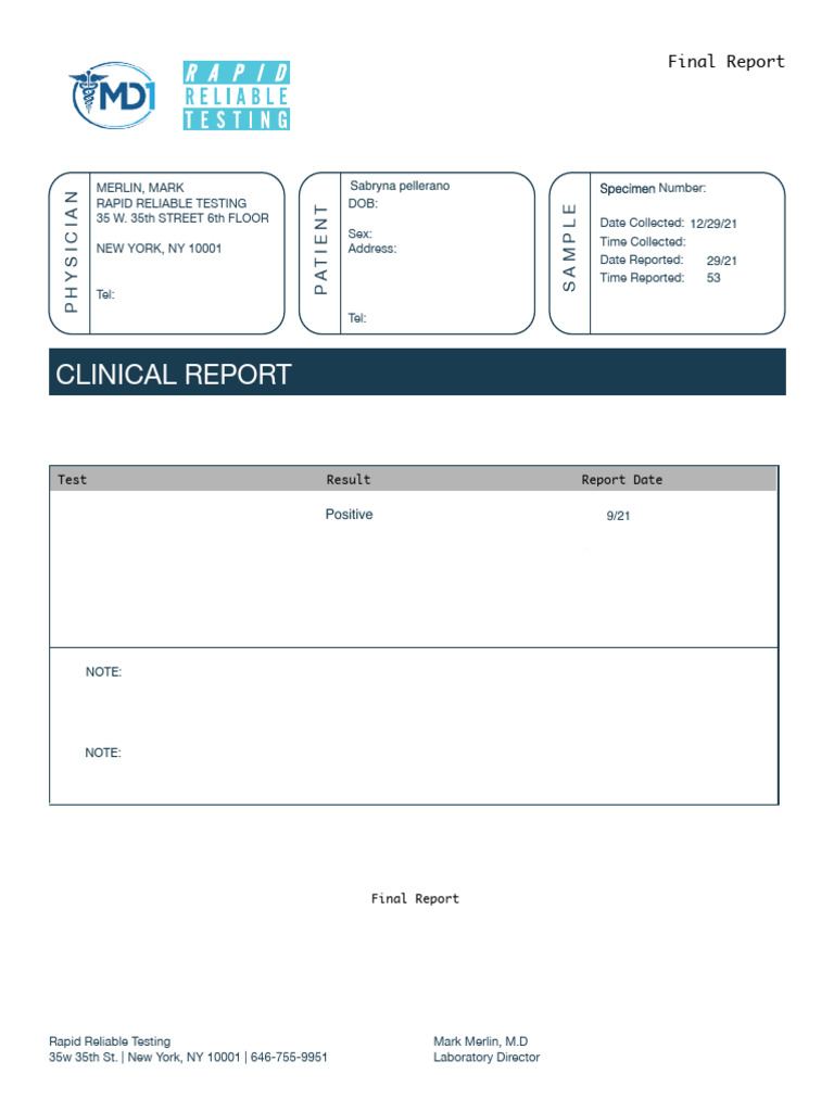 COVID-19 Rapid Test Clinical Report | PDF