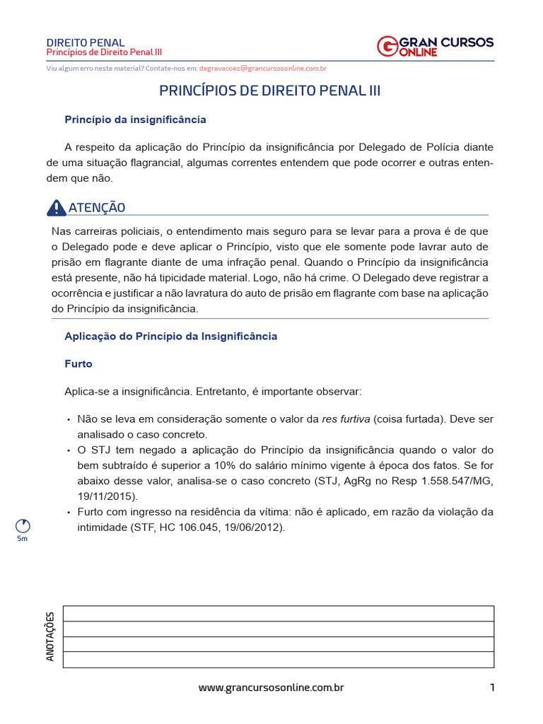 Princípio da Insignificância no Direito Penal | PDF | Crimes | Crime e ...