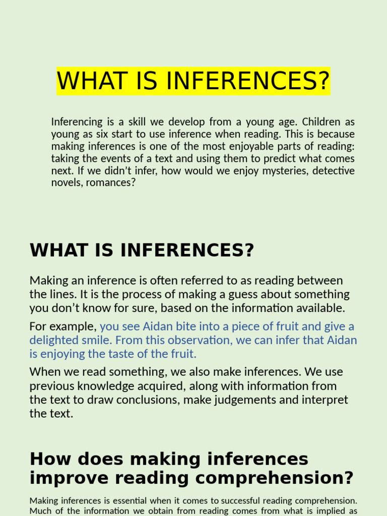 Understanding Inference in Reading | PDF | Inference | Critical Thinking