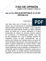 DE LA PETROLEUM REPUBLIK A LA NO REPUBLICA