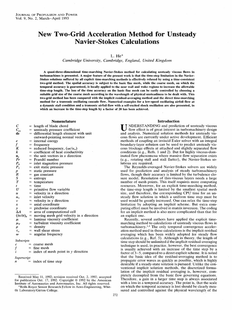 New Two-Grid Acceleration Method For Unsteady Navier - S Tokes ...
