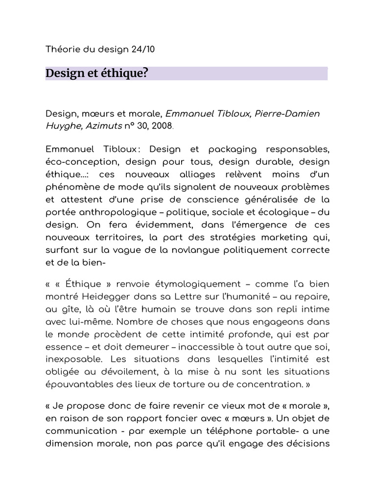 Design, éthique et responsabilité sociale | PDF | Moralité ...