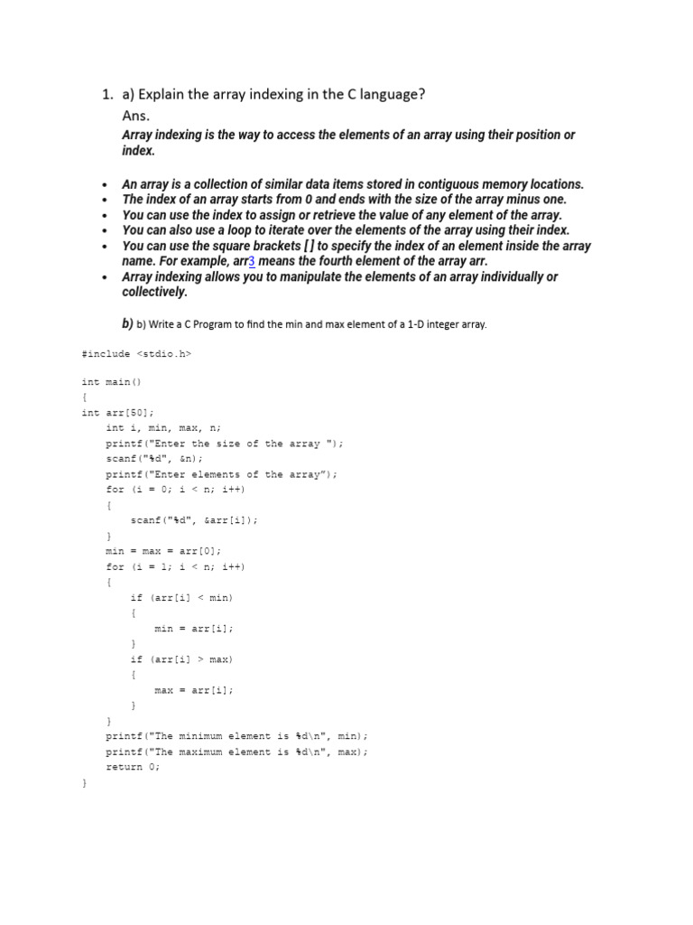 C Array Indexing and Memory Model Explained | PDF | Variable (Computer ...