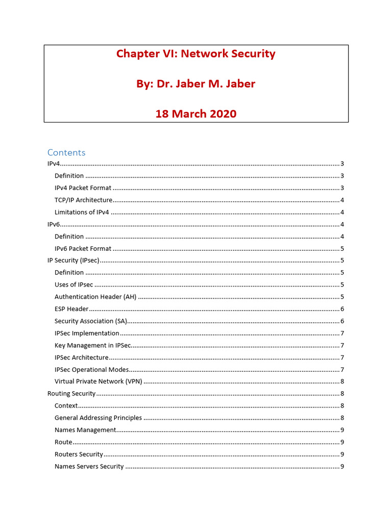 Network Security: IPv4, IPv6, and IPsec | PDF | Internet Protocols ...