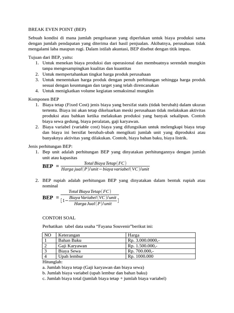 Break Even Point | PDF