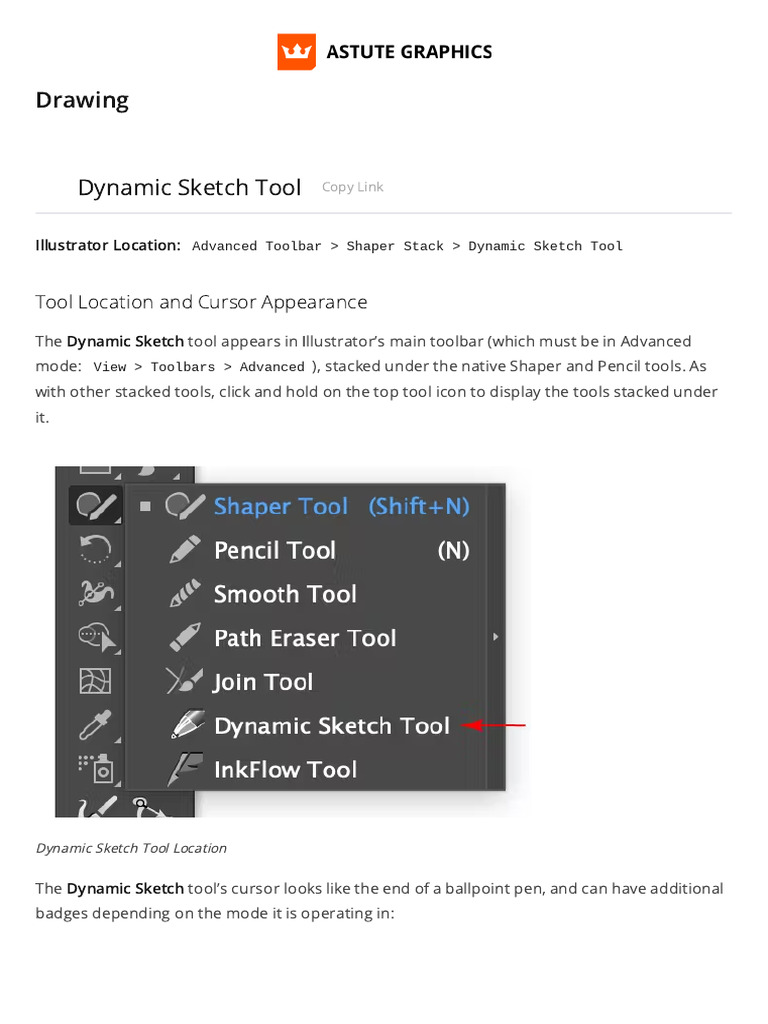 Illustrator Dynamic Sketch Tool Guide | PDF | Button (Computing) | Menu ...