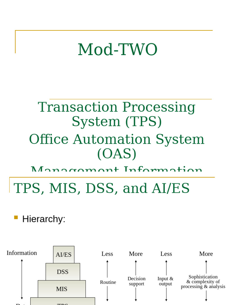 Overview of Transaction Processing Systems | PDF | Decision Support ...