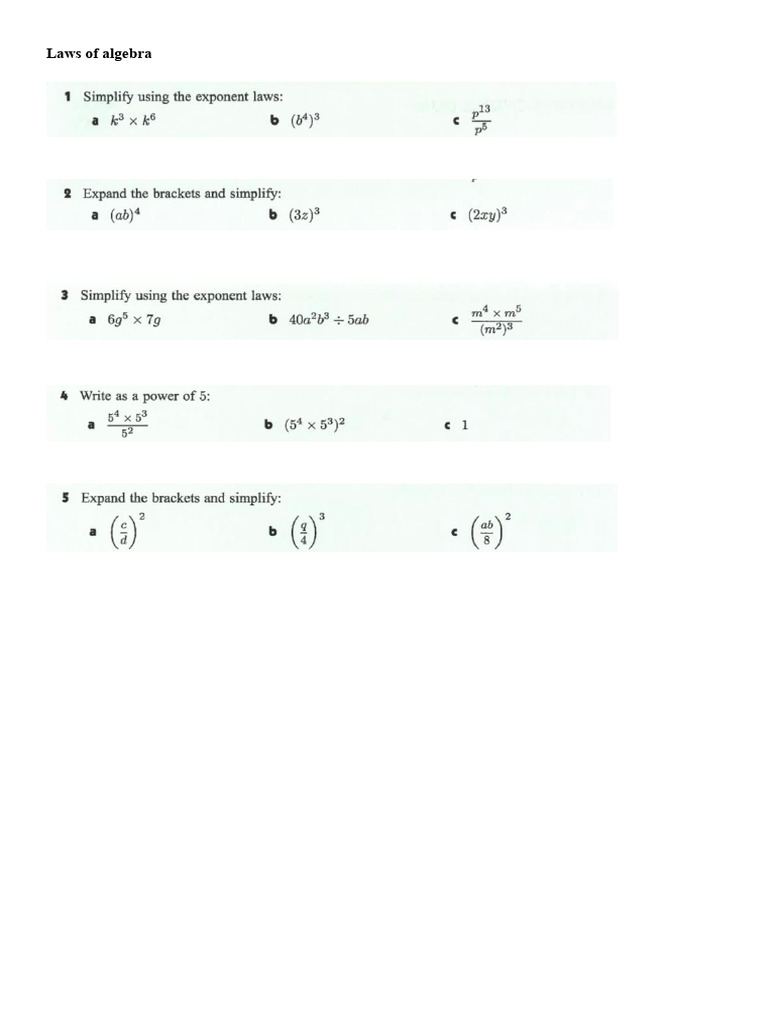 Laws of Algebra Hw1 | PDF