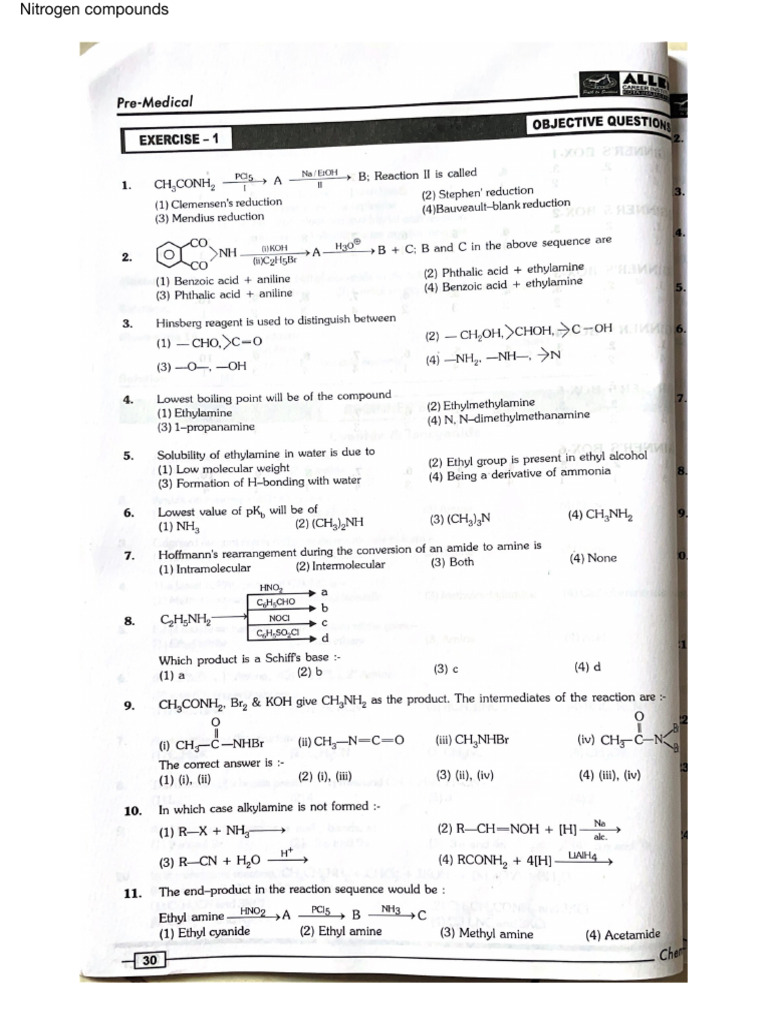 Nitrogen Compounds Work Sheet | PDF