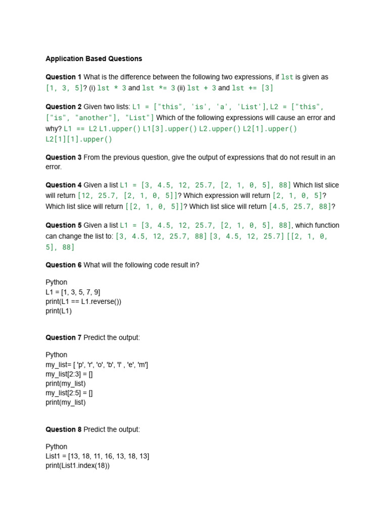Python List Operations and Errors Guide | PDF | Computer Programming ...