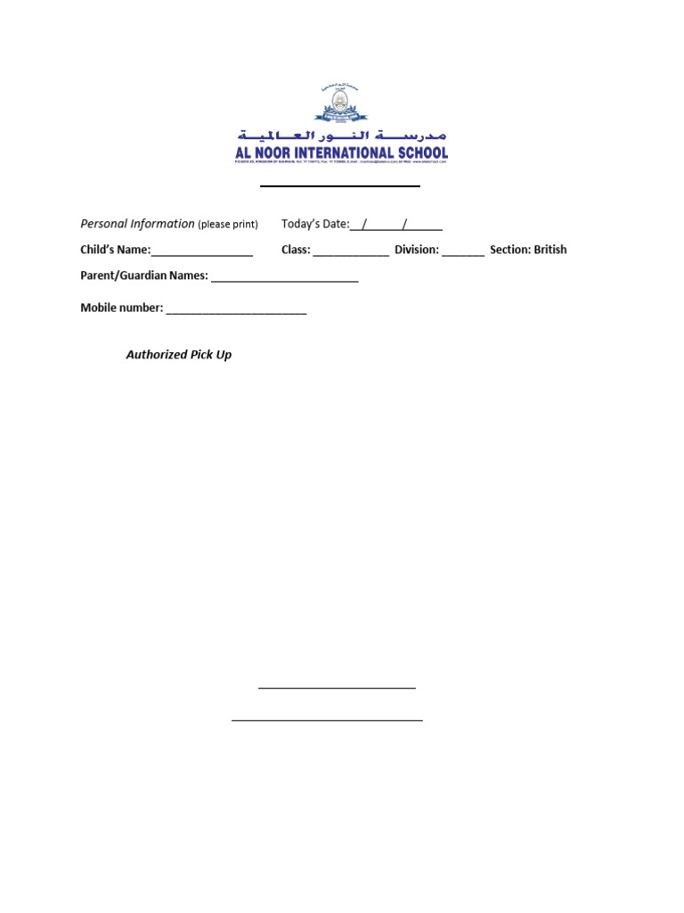 Pick Up Authorization | PDF