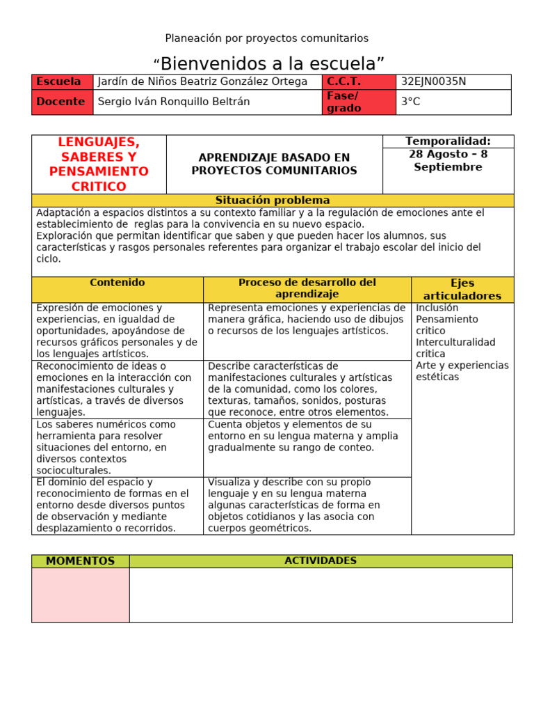 Planeación de Proyectos Comunitarios en Educación | PDF | Aprendizaje ...