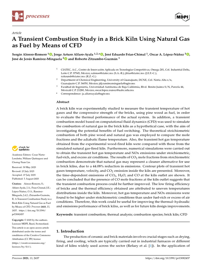 A Transient Combustion Study in A Brick Kiln Using | PDF | Heat ...