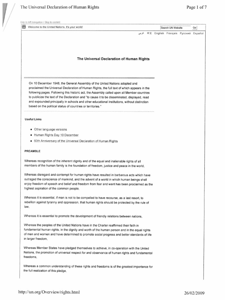 1 The Universal Declaration of Human Rights (UN 1948) | PDF