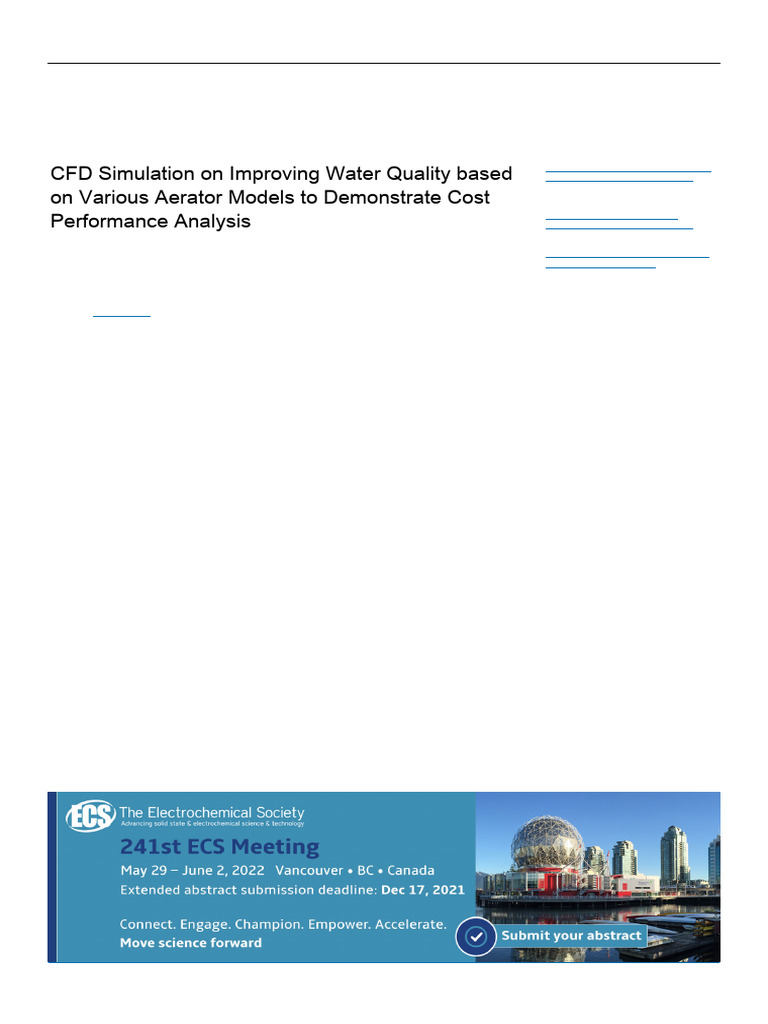 CFD Simulation On Improving Water Quality Based On | PDF | Gases | Water