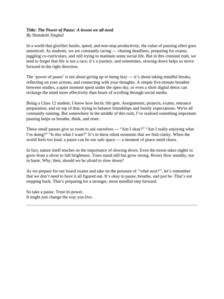 Embracing the Power of Pause | PDF