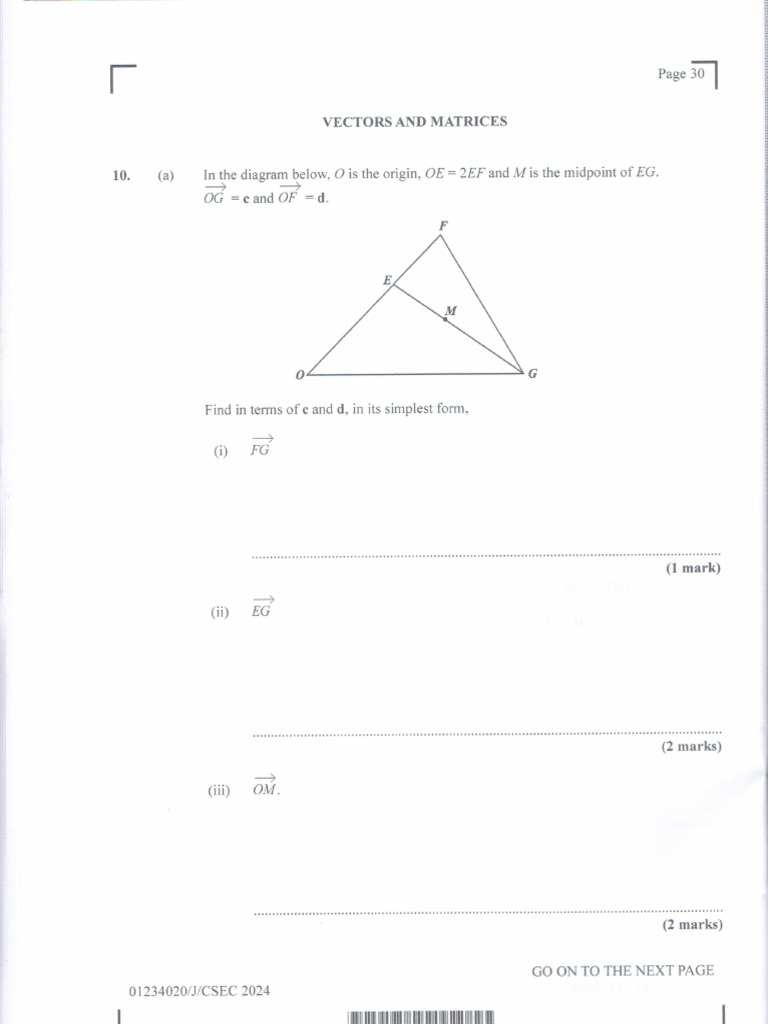 Vectors Past Paper Questions | PDF