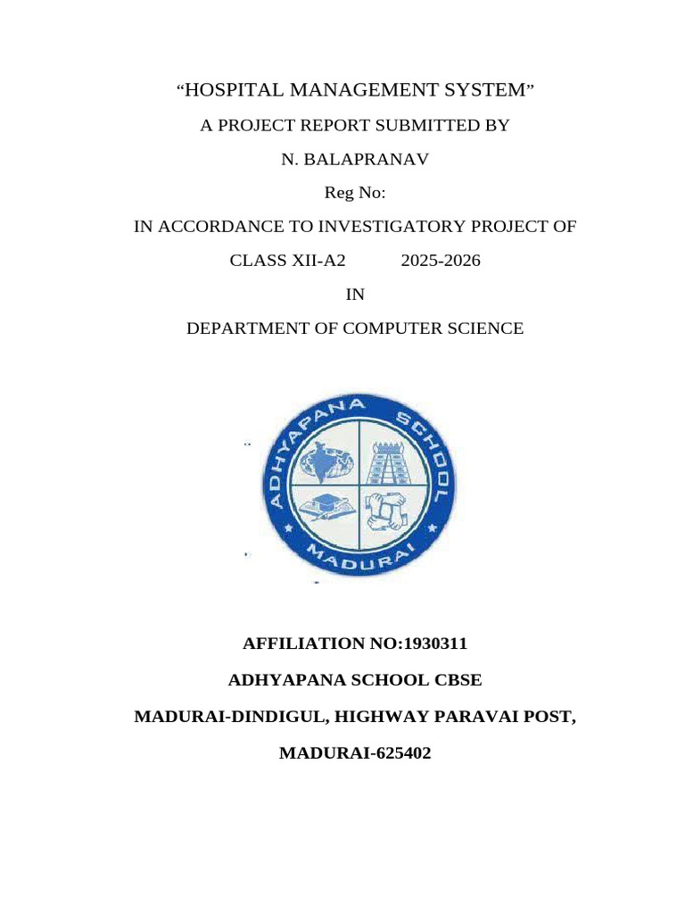 Hospital Management System Project Report | PDF | Software Testing ...