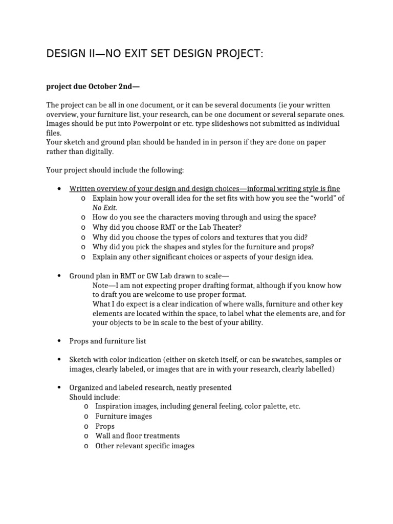 No Exit Set Design Unit f25 | PDF