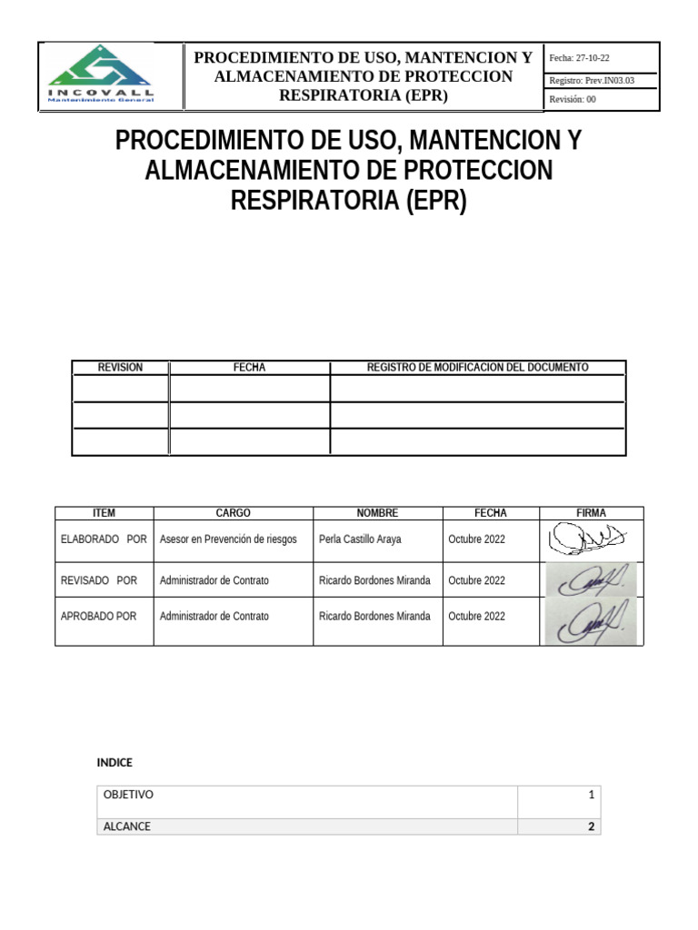 Uso y Mantenimiento de EPR | PDF | Agua