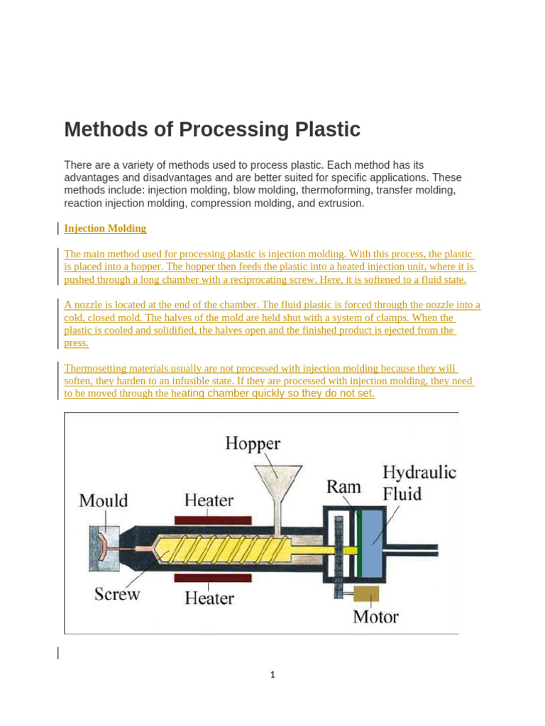 Methods of Processing Plastic | PDF | Thermoplastic | Polyethylene