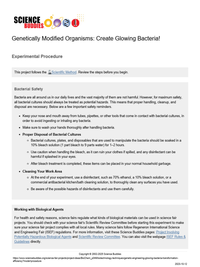Genetic Engineering Glowing Bacteria Transformation Efficiency | PDF ...