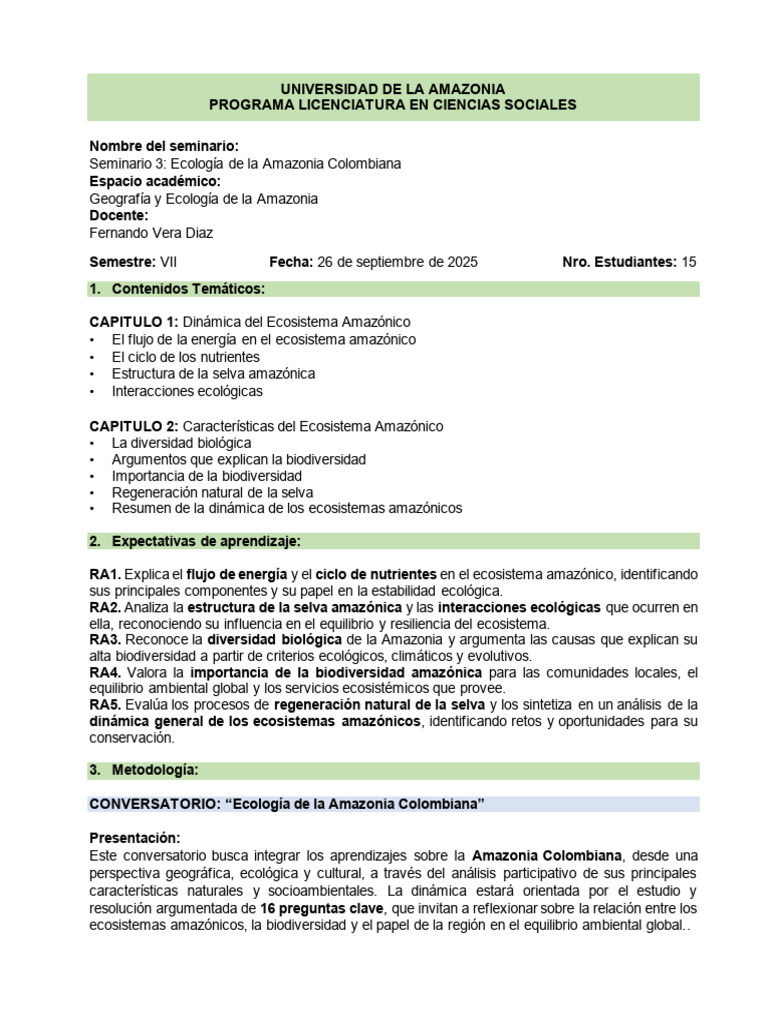 Ecología de la Amazonia Colombiana | PDF | Biodiversidad | Selva amazónica