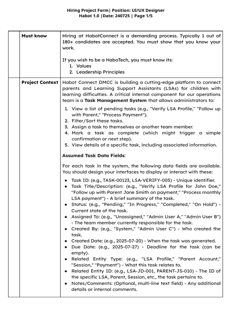 UI/UX Designer Hiring Project Form | PDF | User Interface | Software ...