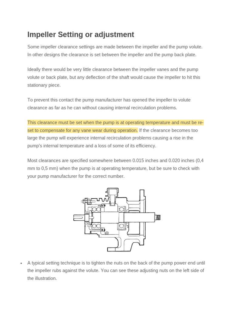 Impeller Clearance Adjustment Guide | PDF | Engineering Tolerance ...