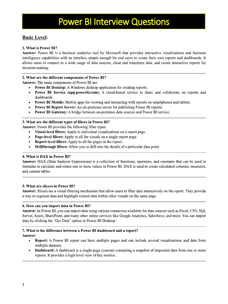 Powerbi Interviewquestions | PDF