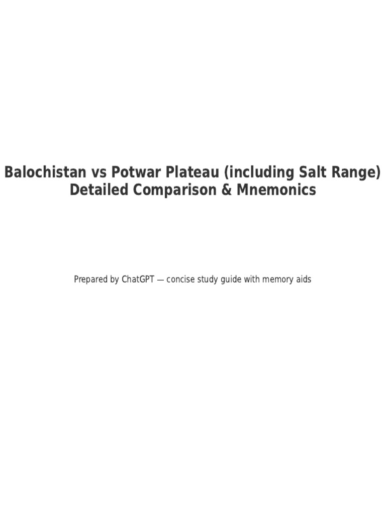 Balochistan Potwar Comparison | PDF | Drainage Basin | Physical Geography