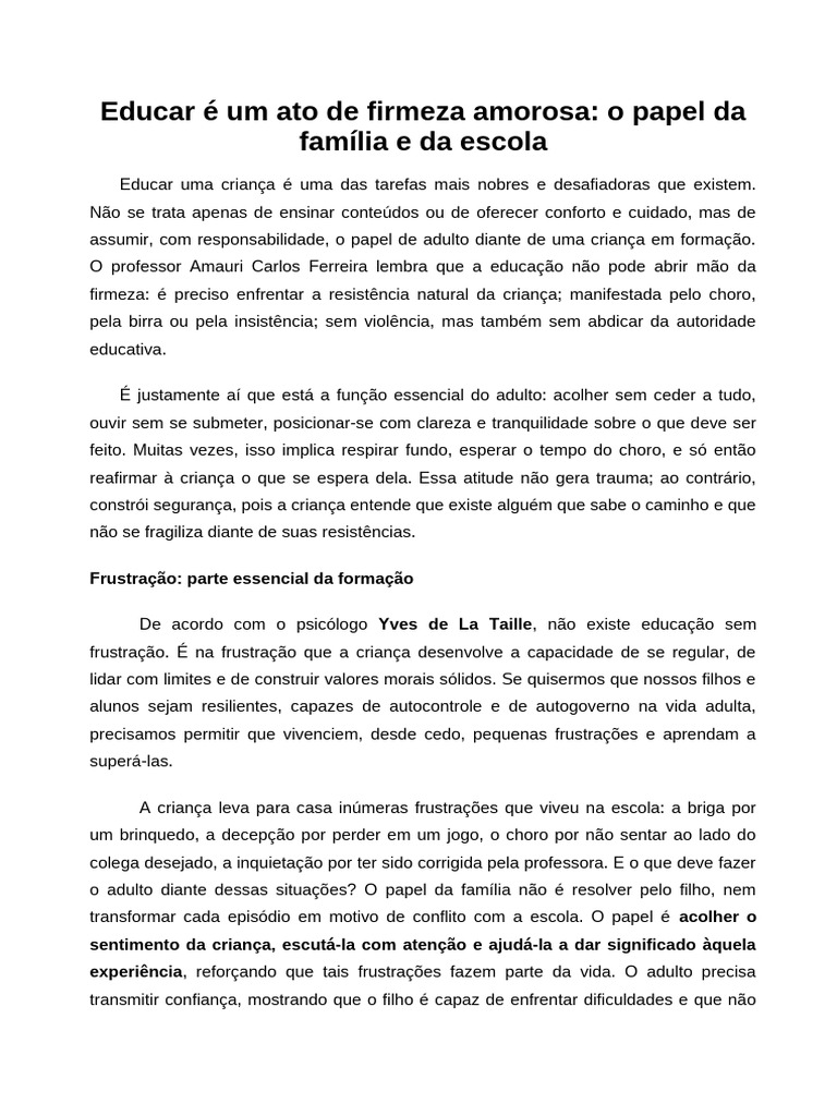 Educação: O Papel da Família e Escola | PDF | Aprendizado | Família