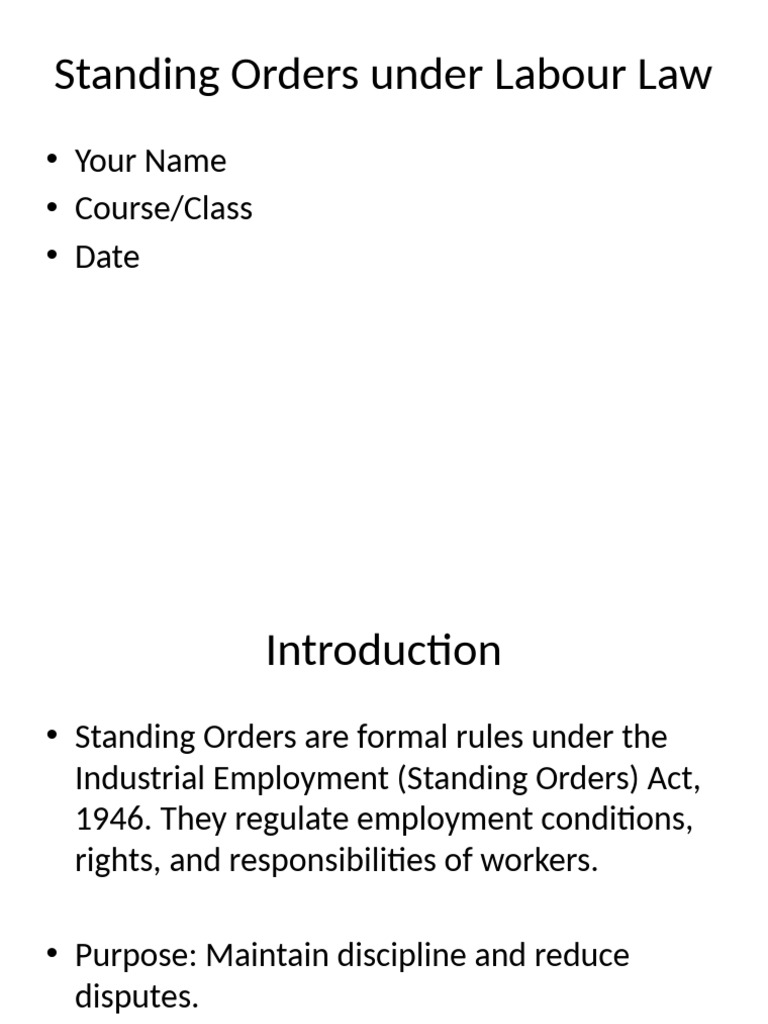 Understanding Standing Orders in Labour Law | PDF