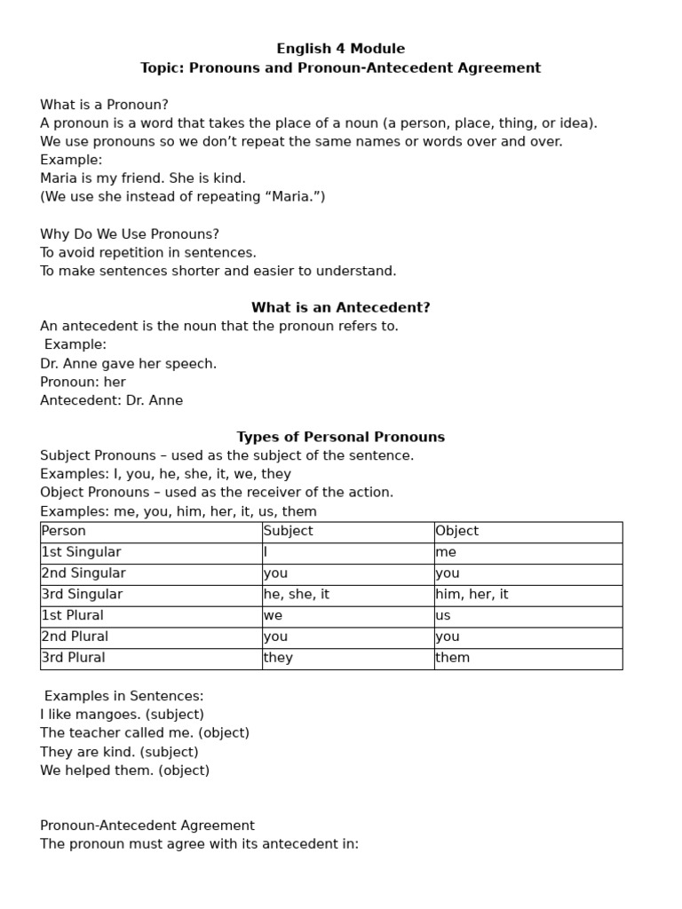 Singular vs Plural Pronouns Explained | PDF | Grammatical Number | Pronoun