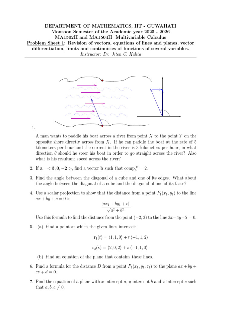 Multivariable Calculus Problem Sheet | PDF | Analytic Geometry ...