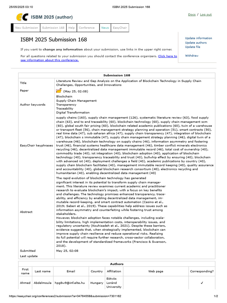 ISBM 2025 Submission 168 | PDF | Supply Chain | Supply Chain Management