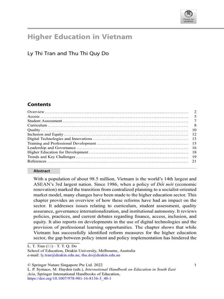 Reform Trends in Vietnam's Higher Education | PDF | Educational ...