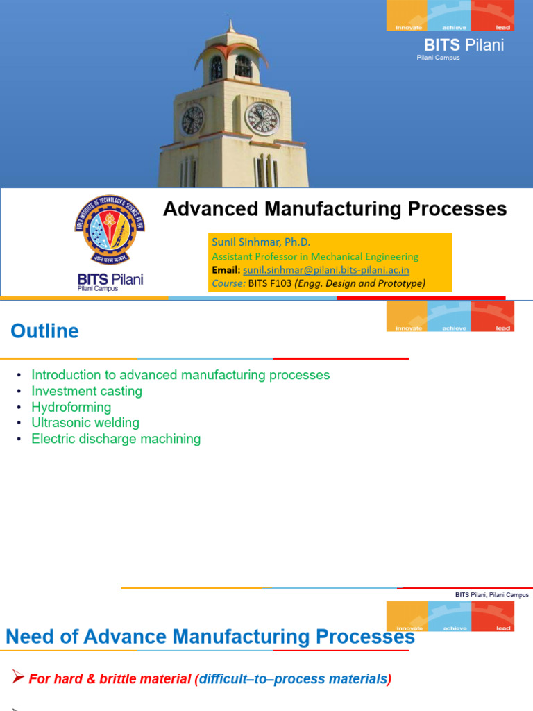 BITS F103-Lecture 4 (Advanced Manufacturing Processes) | PDF ...