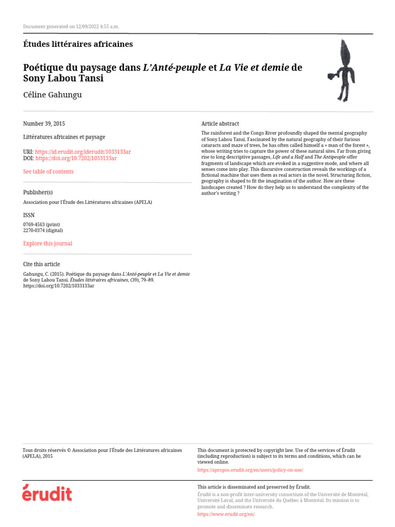 Poétique du paysage chez Sony Labou Tansi | PDF | Forêt