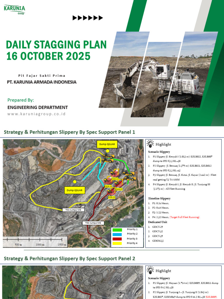 Daily Stagging Plan 16 Oktober 2025 All | PDF | Coal | Coal Mining