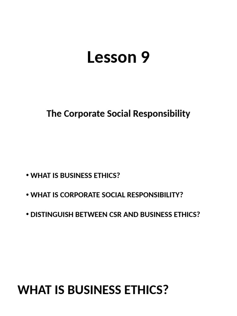 Understanding CSR and Business Ethics | PDF | Corporate Social ...