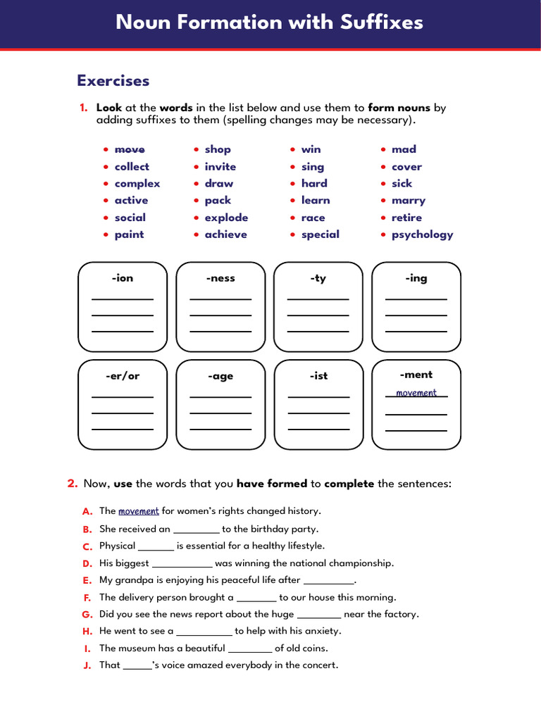 Noun Formation Exercises and Translations | PDF