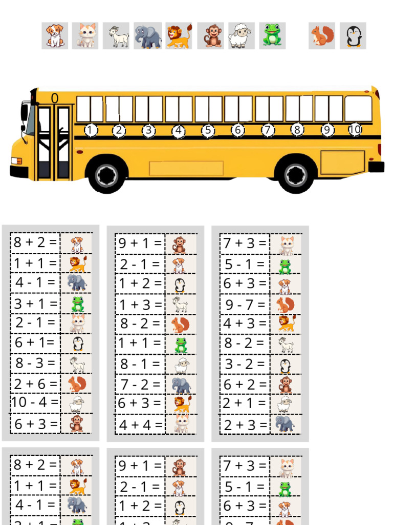 Sčítání, Odčítání Do 10 S Autobusem 1. Trida - 20250821 - 090748 - 0000 ...