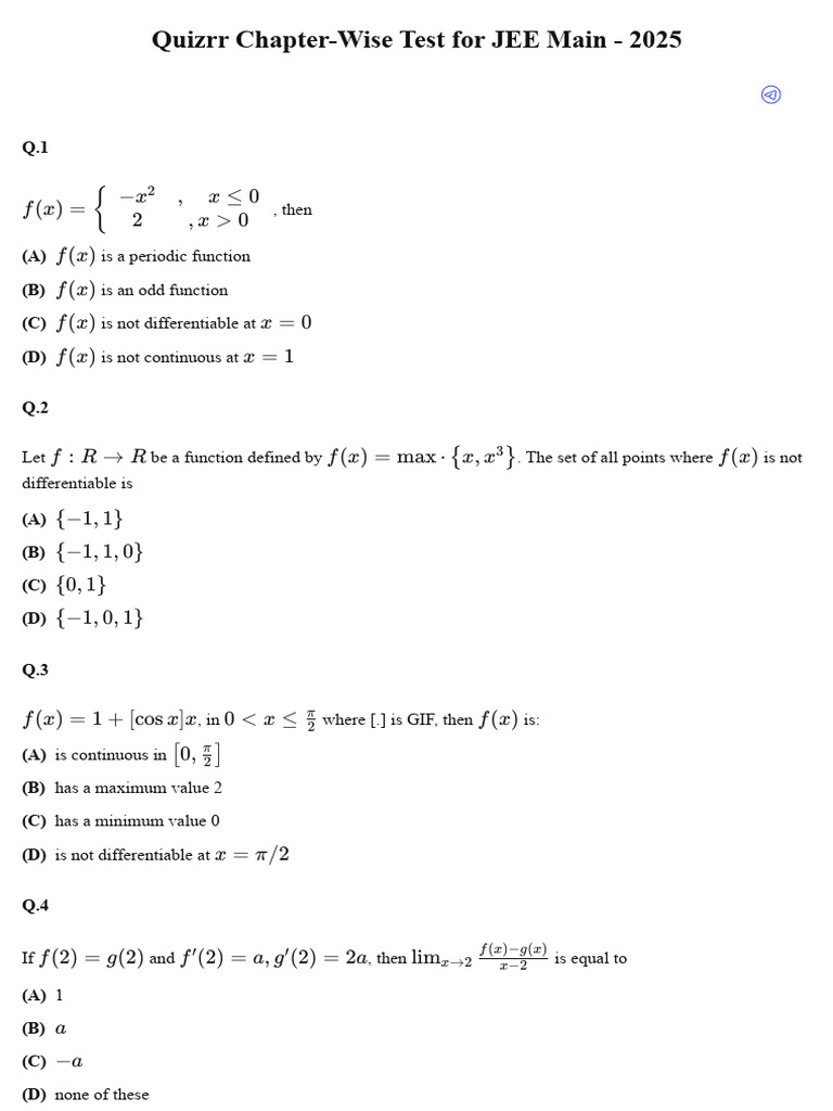 Continuity and Differentiability | PDF | Function (Mathematics ...