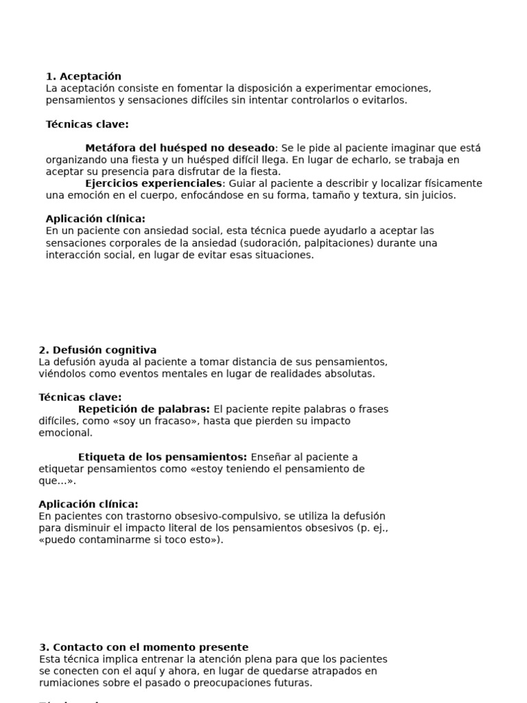 Técnicas de ACT para la Terapia Psicológica | PDF | Las emociones ...
