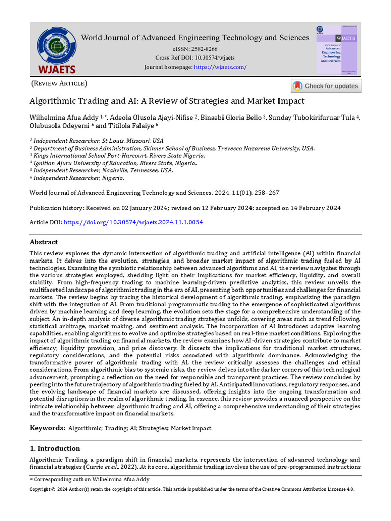 Algorithmic Trading and AI | PDF | Algorithmic Trading | Artificial ...