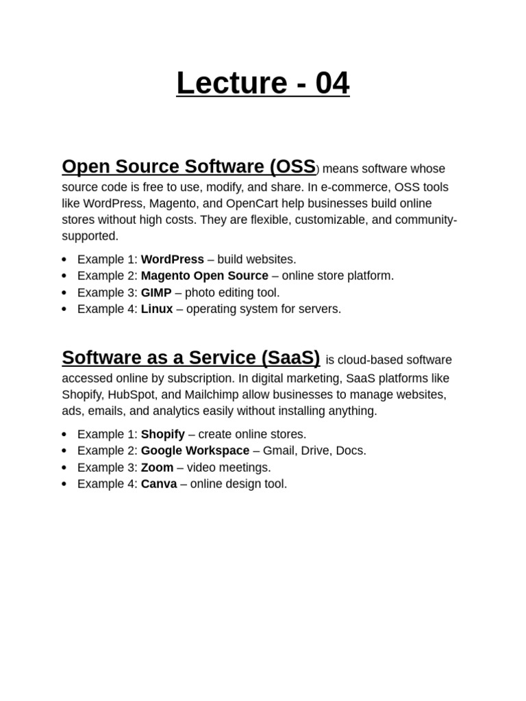 E-commerce Essentials: OSS & SaaS Tools | PDF | Point Of Sale | Pay Pal