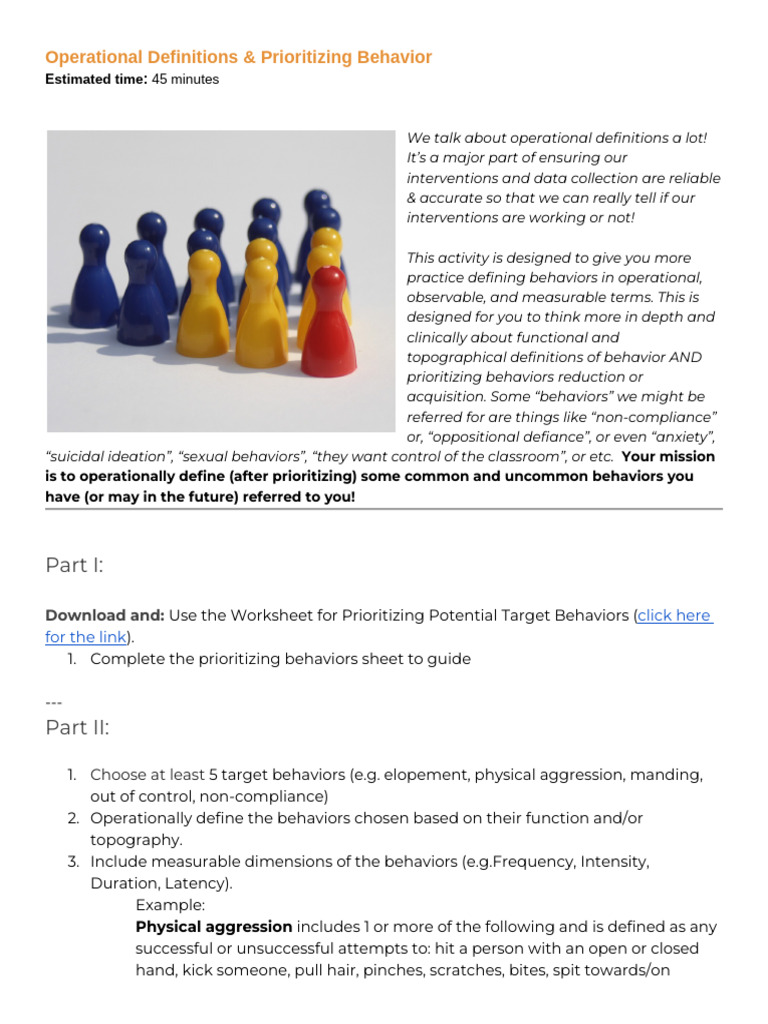 Defining and Prioritizing Behaviors | PDF | Psychological Concepts ...