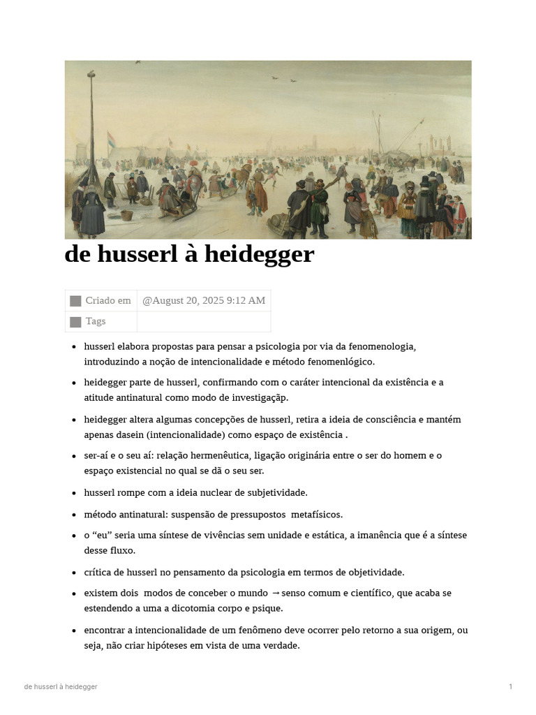 Fenomenologia: De Husserl a Heidegger | PDF | Edmund Husserl | Martin ...