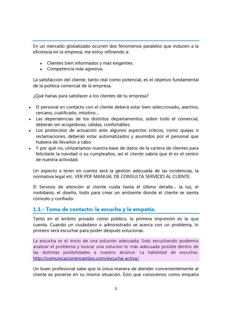 EMAU06 La Atencion Alcliente | PDF | Servicio al Cliente | Los consumidores